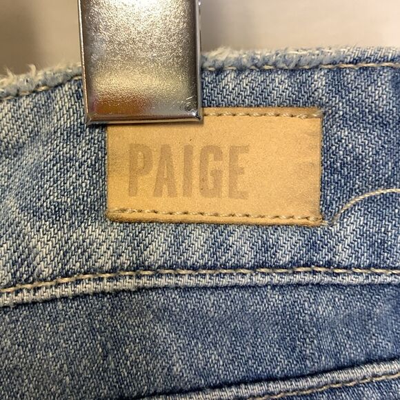 Paige Jimmy Jimmy Medium Wash Mid-Rise Distressed Cuffed Jean Shorts Size 29/US8 - Picture 5 of 15